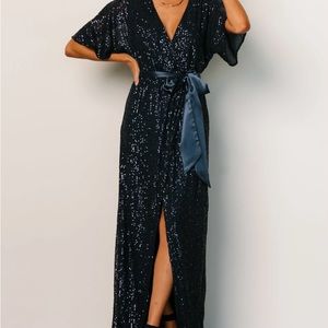 Navy sequin wrap dress size medium
